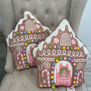 Cupcakes and cashmere gingerbread house pillows